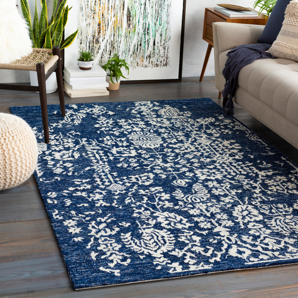 GND2311-912 9 x 12 ft. Granada Hand Tufted Rug, Dark Blue, Denim & Ivory