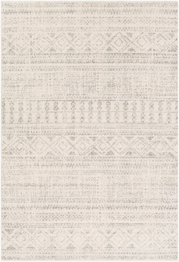 ELZ2354-5376 5 ft. 3 in. x 7 ft. 6 in. Elaziz Machine Woven Rug, Medium Gray, Light Gray & White