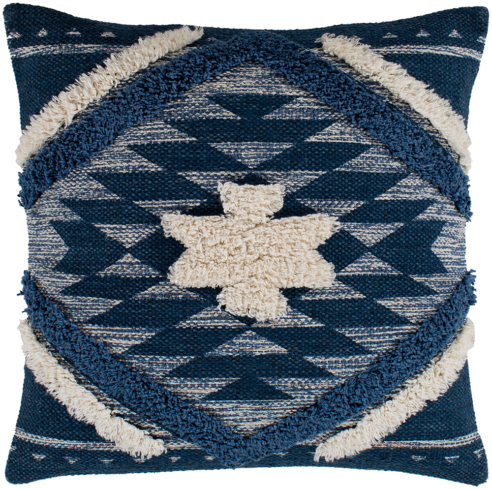 LCH002-2020 20 x 20 in. Lachlan Hand Woven Pillow Cover, Denim, Cream & Pale Blue -  Livabliss