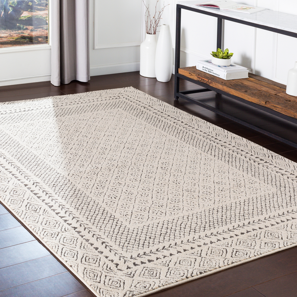 BHR2321-53RD 5 ft. 3 in. Round Bahar Machine Woven Rug, Medium Gray, Beige & Charcoal