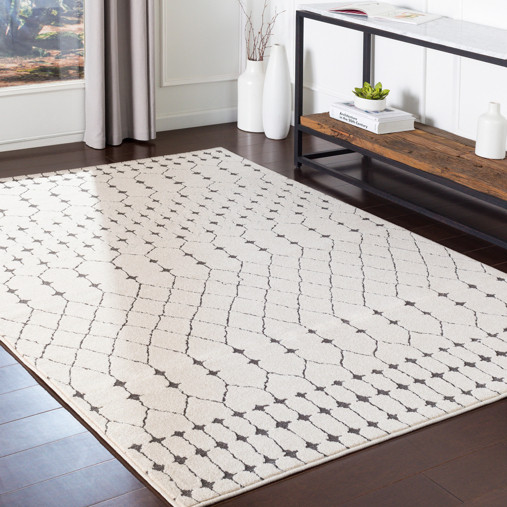 BHR2312-53RD 5 ft. 3 in. Round Bahar Machine Woven Rug, Charcoal, Beige & Medium Gray