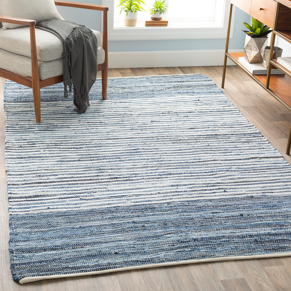 DNM1001-10SQ 10 ft. Square Denim Hand Loomed Rug, Bright Blue & Navy