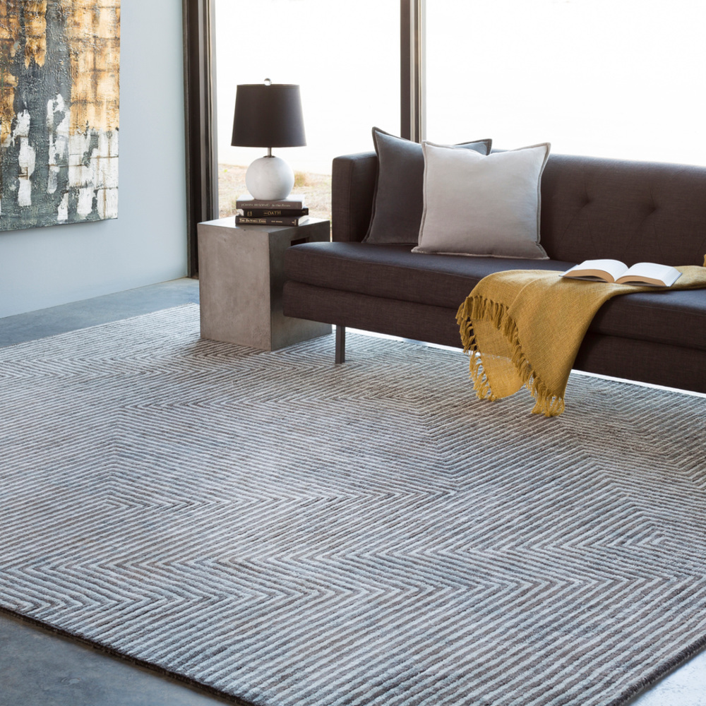 QTZ5000-10SQ 10 ft. Square Quartz Hand Tufted Rug, Light Gray & Charcoal