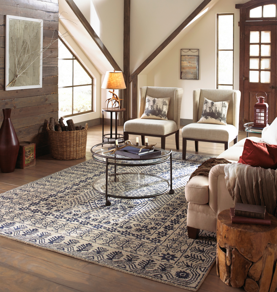 SMI2113-8SQ 8 ft. Square Smithsonian Hand Tufted Rug, Denim & Khaki