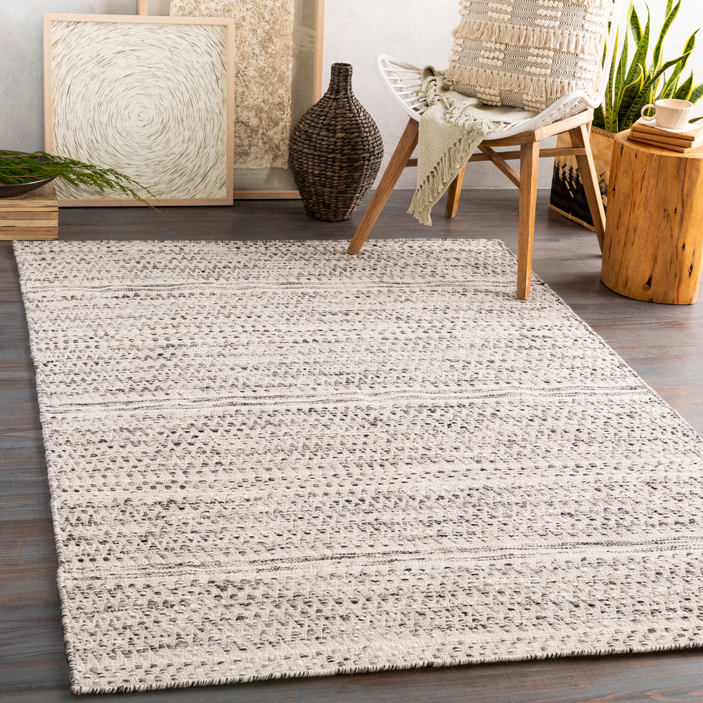 MDI2305-810 8 x 10 ft. Mardin Hand Woven Rug, Cream, Medium Gray & Black