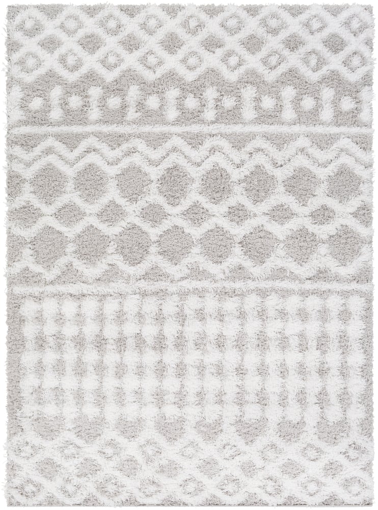 USG2310-710103 7 ft. 10 in. x 10 ft. 2 in. Urban Shag Machine Woven Rug, White & Light Gray -  Livabliss