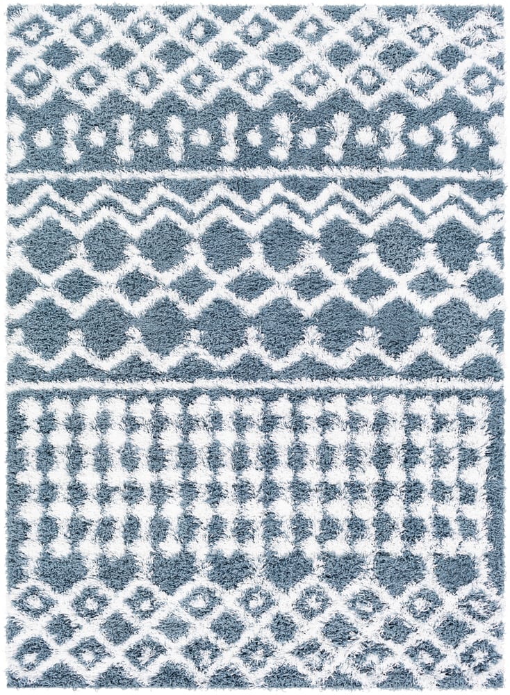 USG2311-5373 5 ft. 3 in. x 7 ft. 3 in. Urban Shag Machine Woven Rug, Denim & White -  Livabliss