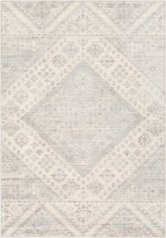 MOC2326-810123 8 ft. 10 in. x 12 ft. 3 in. Monaco Machine Woven Rug, Medium Gray, Silver Gray & Cream