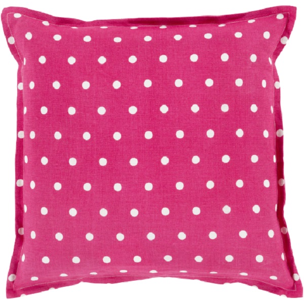 PD004-2020D 20 x 20 in. Polka Dot Square Pillow Kit with Down Insert, Cream & Pink