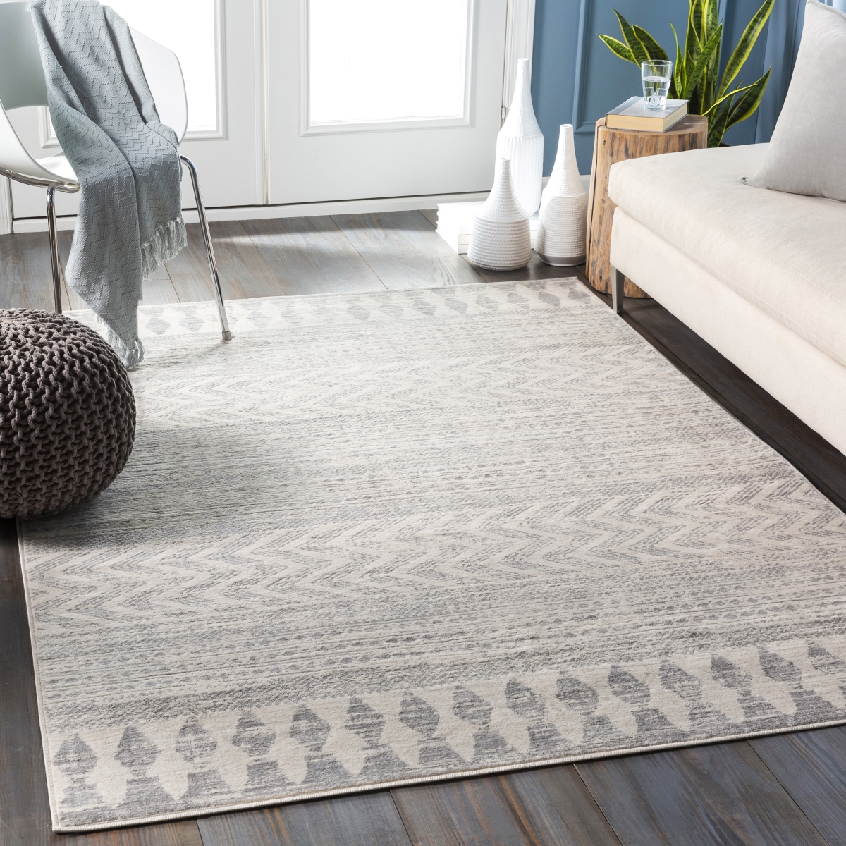 ROM2329-710SQ 7 ft. 10 in. Roma ROM-2329 Square Rug, White, Light Gray & Medium Gray