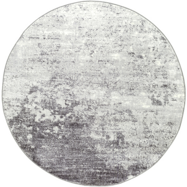 WNL2310-67RD 6 ft. 7 in. Wanderlust Machine Woven Round Rug - Silver Gray, White & Charcoal