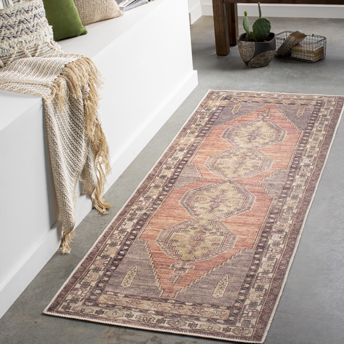 AUY2302-2773 2 ft. 7 in. x 7 ft. 3 in. Antiquity Runner Area Rug, Rust