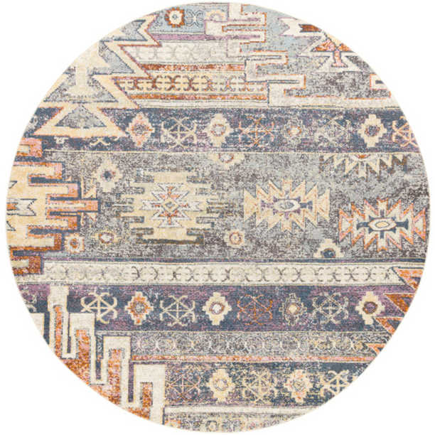 NWM2310-710RD 7 ft. 10 in. New Mexico Machine Woven Round Rug - Multi Color