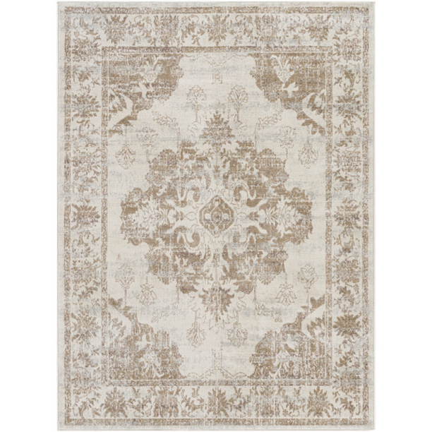 ROM2363-71010 7 ft. 10 in. x 10 ft. Roma Machine Woven Rectangle Rug - Camel, Cream & Light Gray