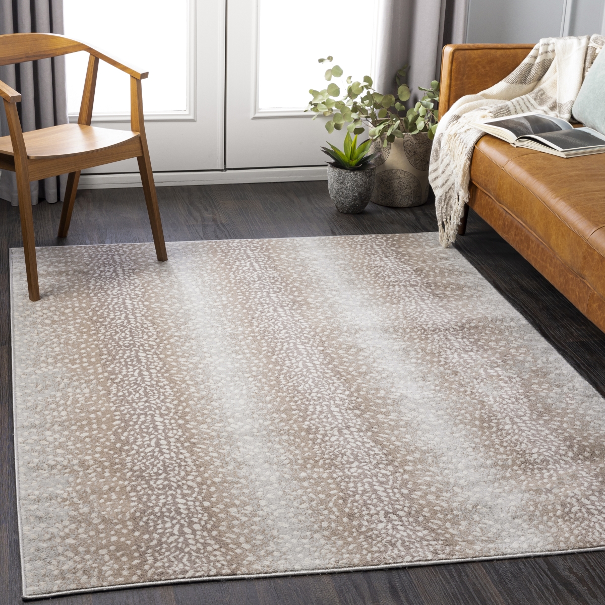 ROM2374-9123 9 ft. x 12 ft. 3 in. Roma Rectangle Area Rug, Camel, Light Gray & Cream