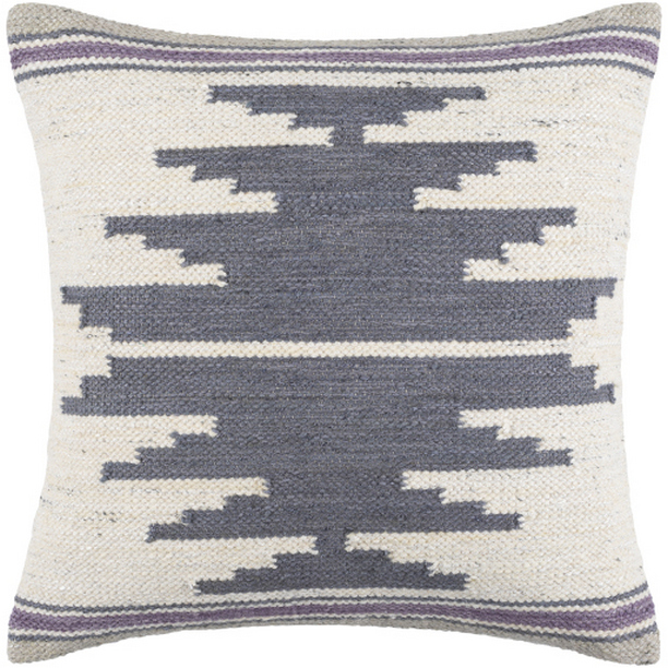 AAO001-2222 22 x 22 in. Alamosa Woven Pillow Cover - Denim, Cream & Bright Purple -  Livabliss