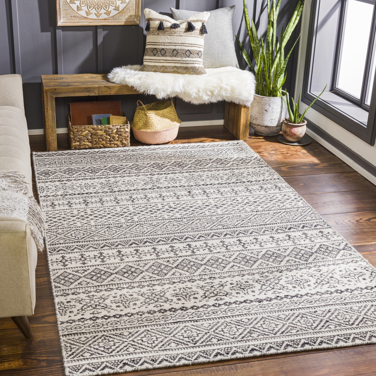 MDI2313-81012 8 ft. 10 in. x 12 ft. Mardin Rectangle Area Rug, Brown