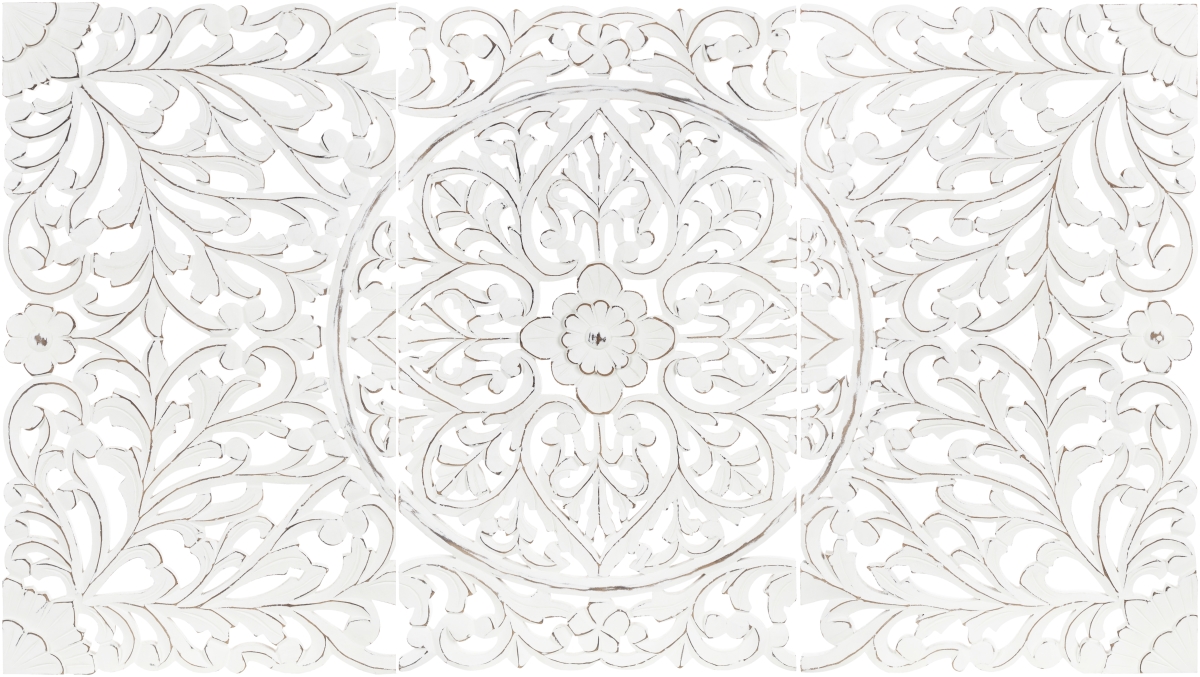 HMP001-4830 28 x 16 in. Hampi Wood Global Wall Art Piece, White