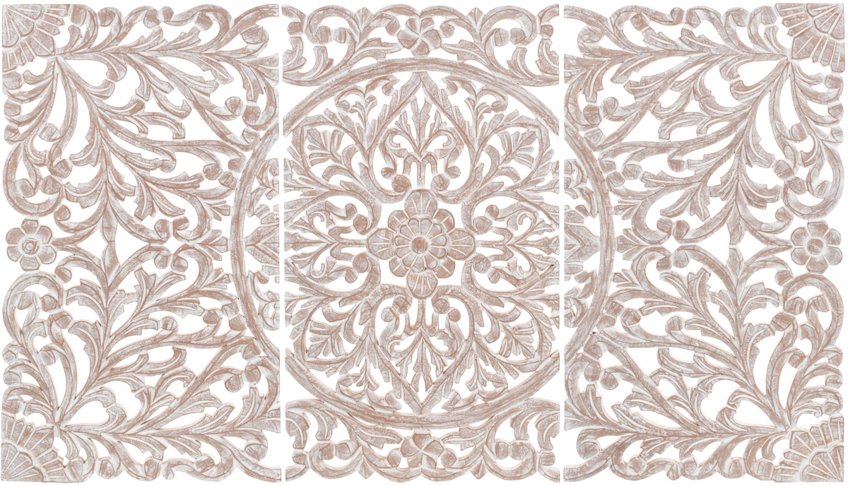 HMP002-4830 28 x 16 in. Hampi Wood Global Wall Art Piece, Tan