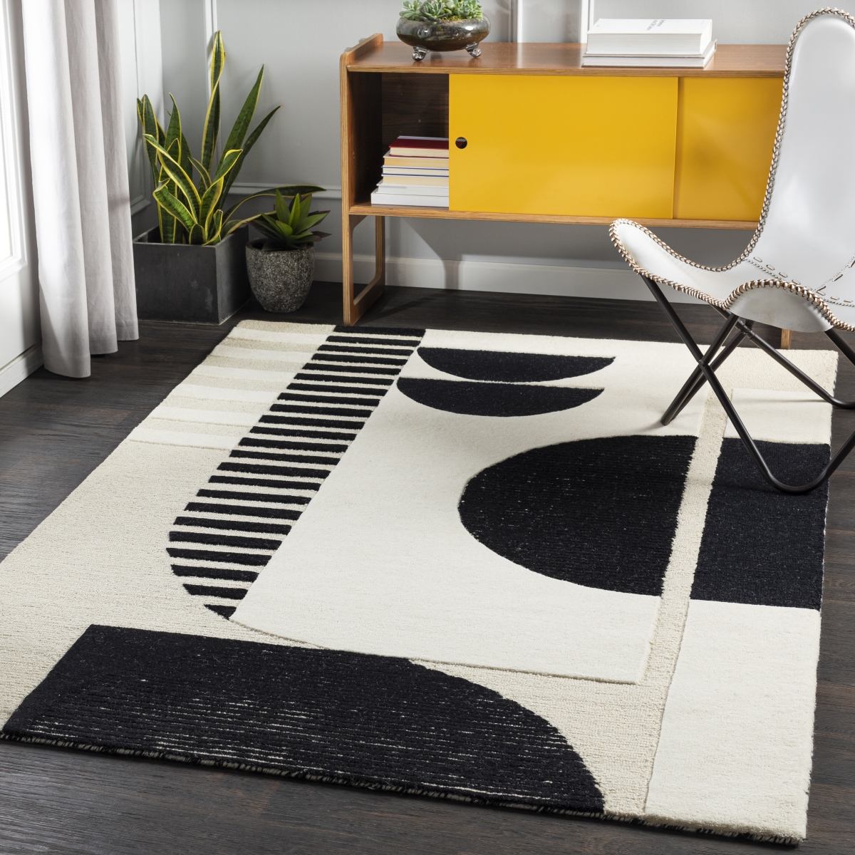 BRO2304-81012 8 ft. 10 in. x 12 ft. Brooklyn Hand Tufted Rectangle Rug, Medium Gray & Cream