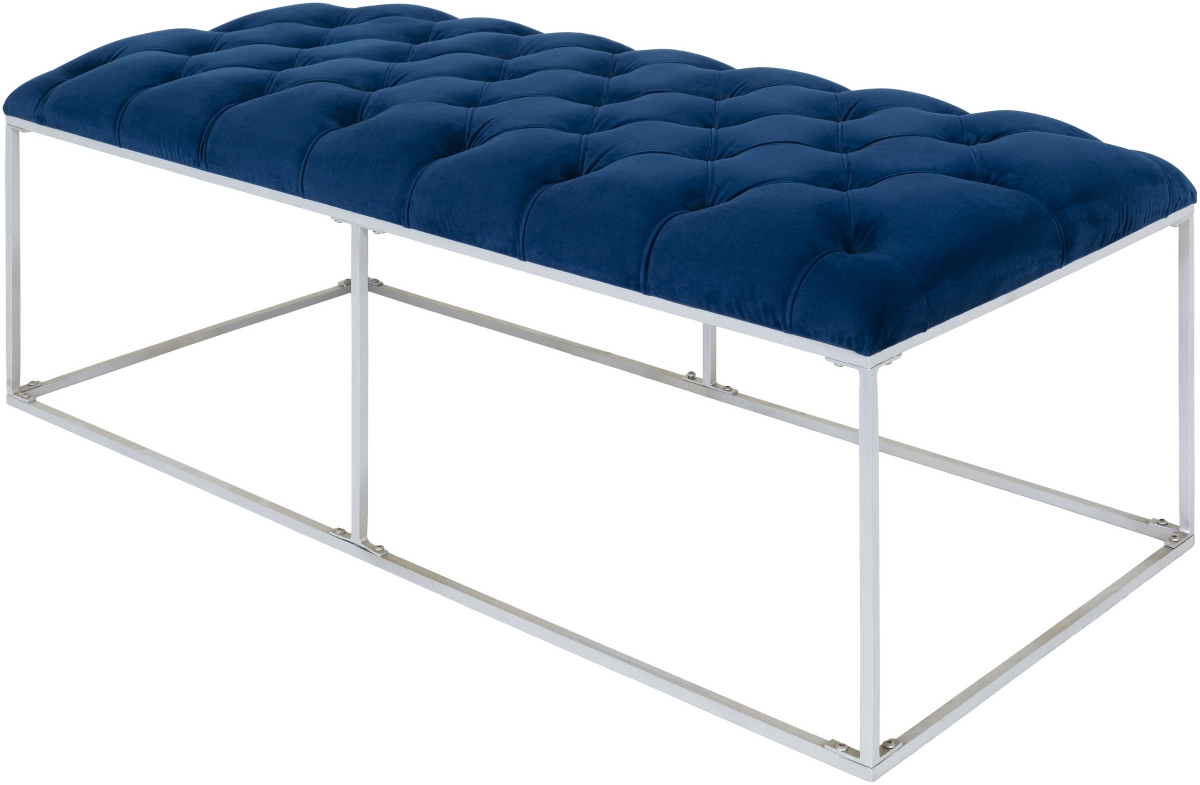 Picture of Surya SVY-003 18 x 22 x 48 in. Savoy Metal Upholstered Bench&#44; Dark Blue