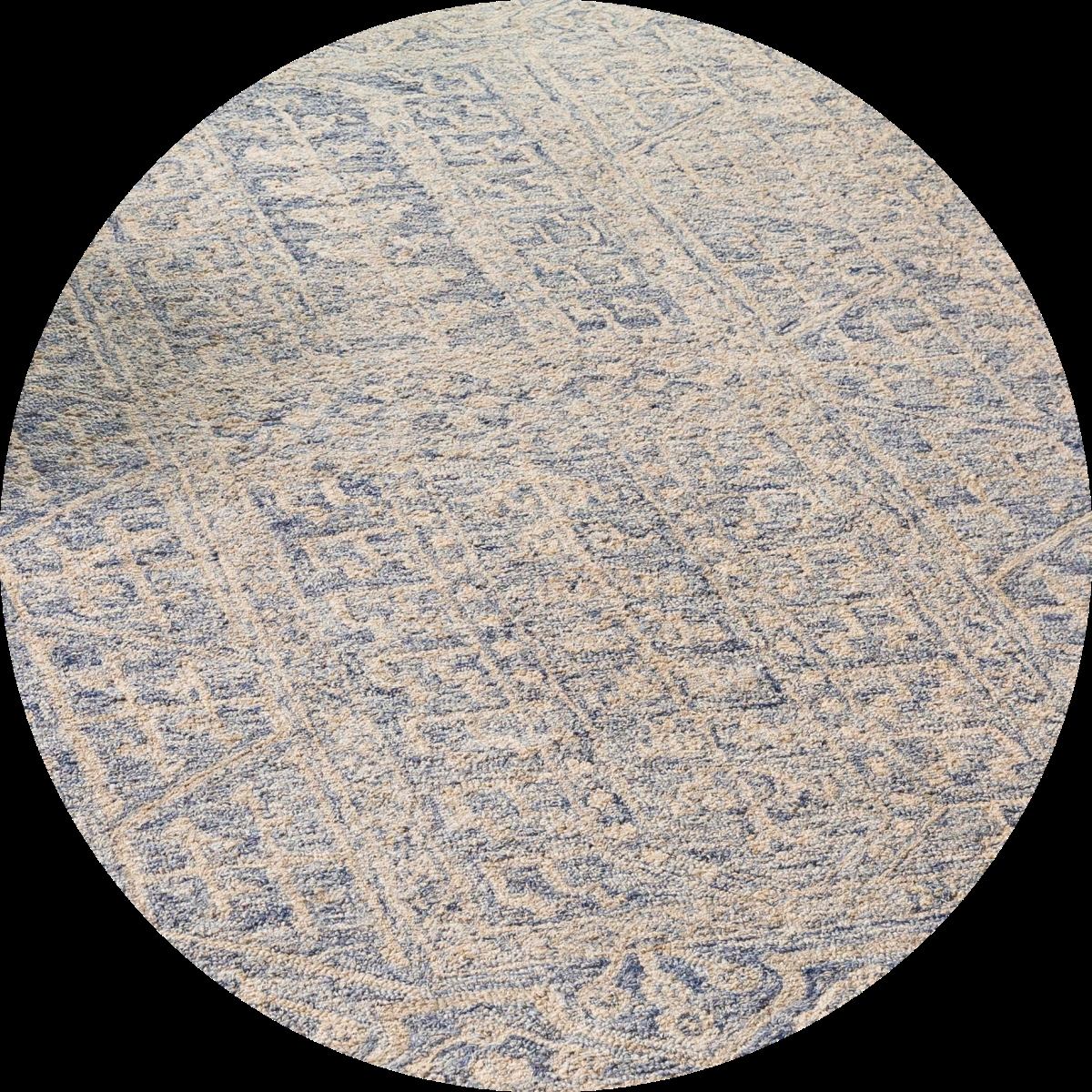 GND2318-8RD 8 ft. Granada Round Hand Tufted Rug - Dark Blue, Denim & Khaki