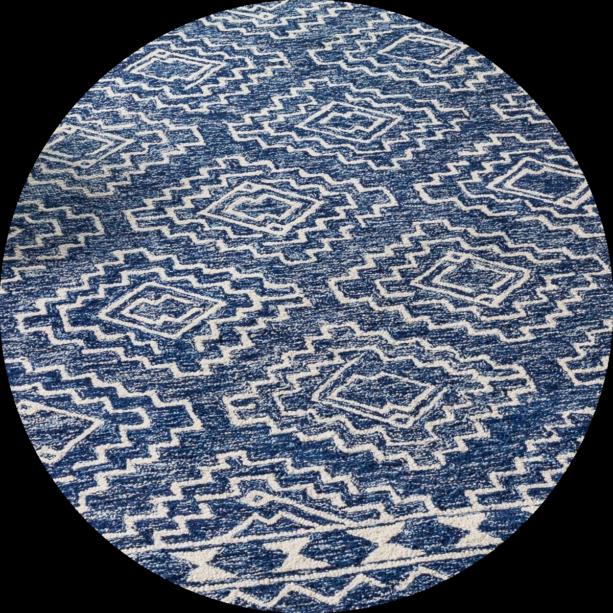 GND2322-6RD 6 ft. Granada Round Hand Tufted Rug - Dark Blue, Denim & Ivory