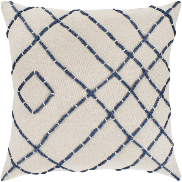 EML001-2020D 20 x 20 in. Emilio Woven Pillow Kit - Cream & Navy