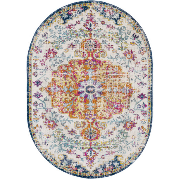 HAP1000-46OV 4 x 6 ft. Harput Machine Woven Oval Rug - Multi Color