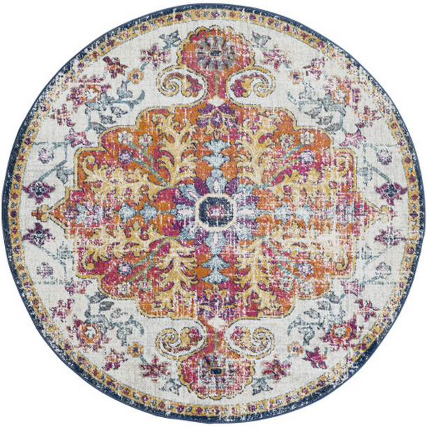 HAP1000-4RD 4 ft. Harput Machine Woven Round Rug - Multi Color