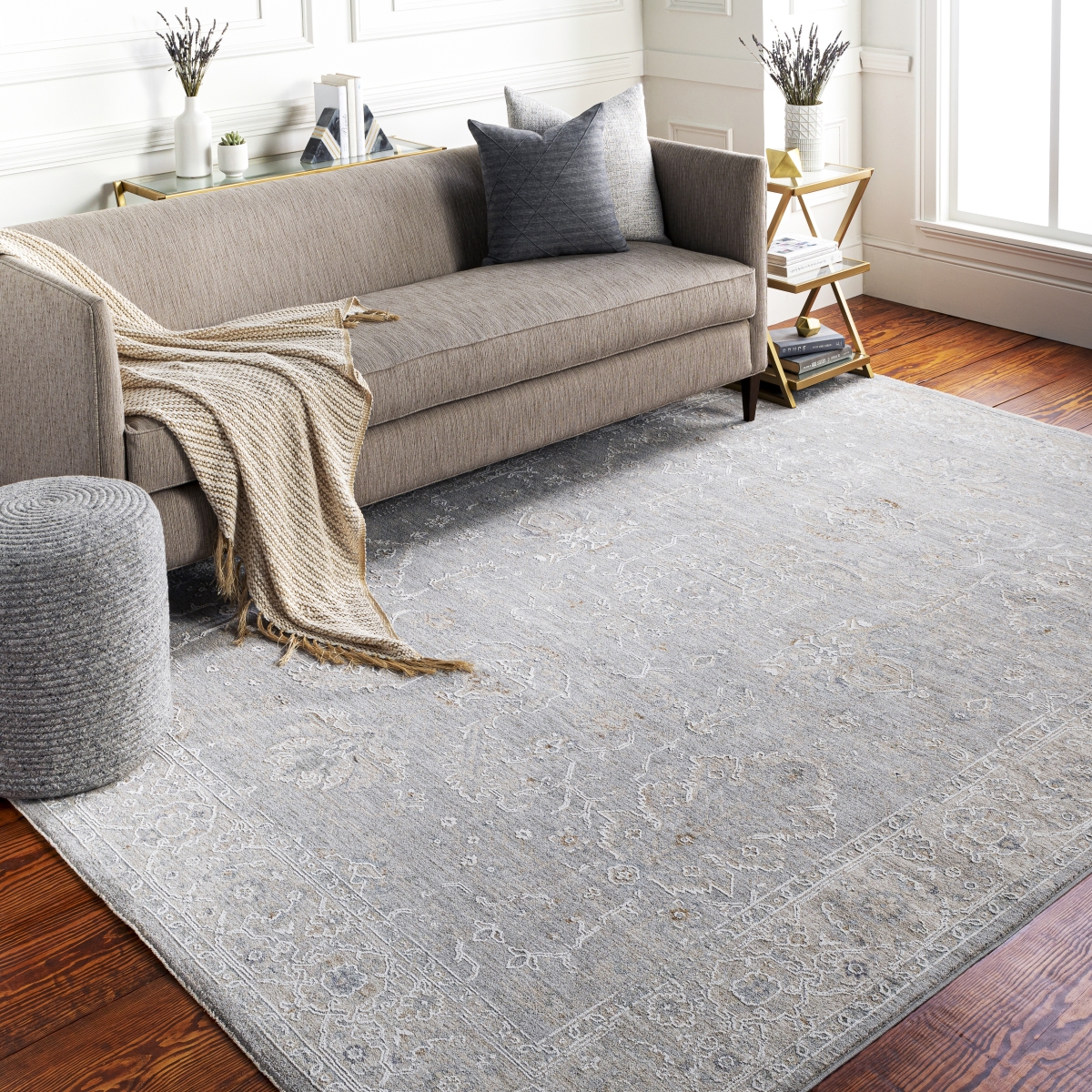 AVT2304-6796 6 ft. 7 in. x 9 ft. 6 in. Avant Garde Machine Woven Rectangular Area Rug, Cream & Beige