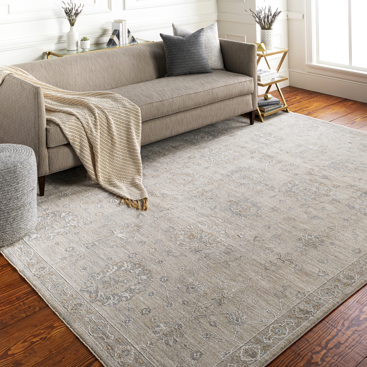 AVT2307-274 2 ft. 7 in. x 4 ft. Avant Garde AVT-2307 Area Rug, Medium Gray & Camel