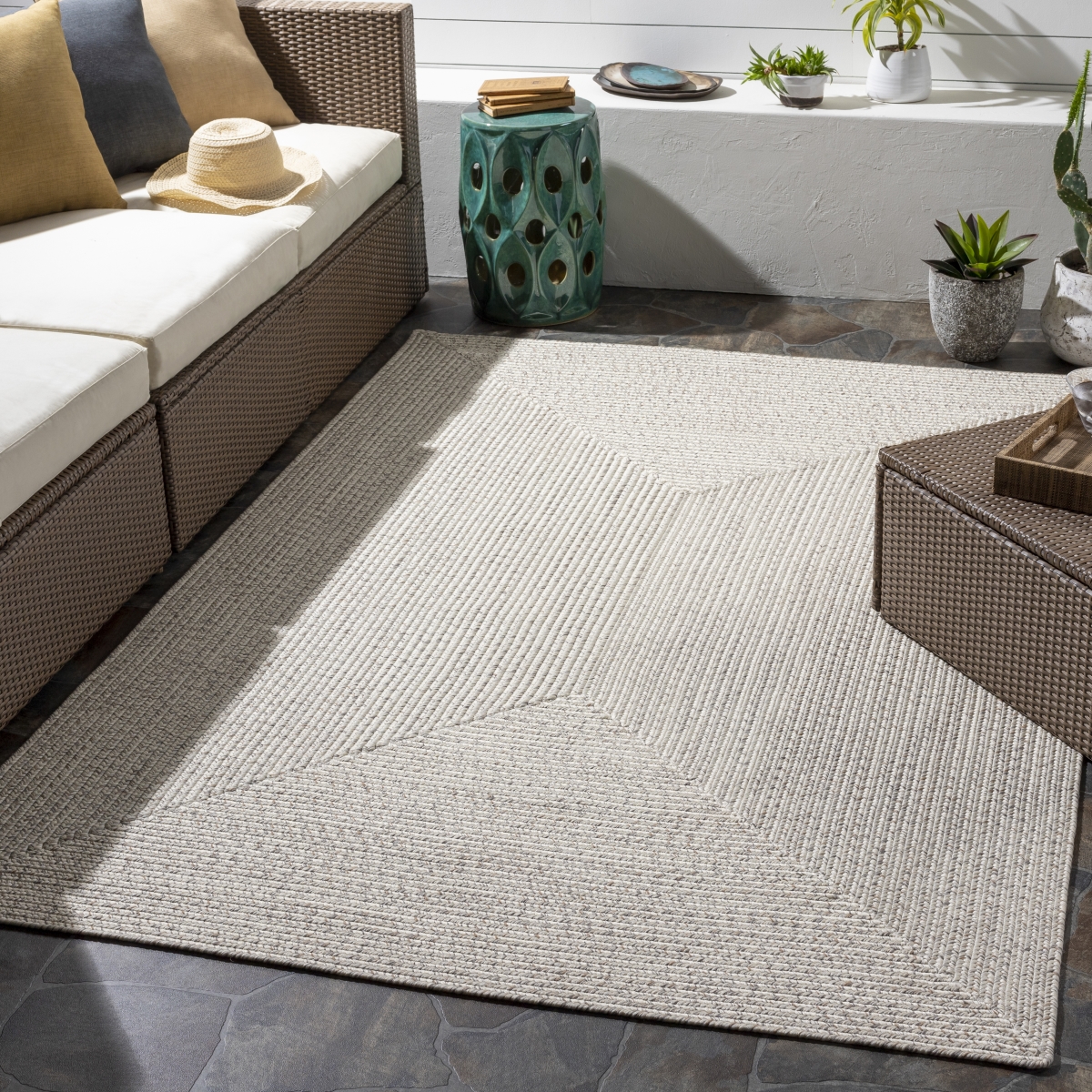 CPK2303-1013 10 x 13 ft. Chesapeake Bay Rectangle Rug, Charcoal, Brown & Cream