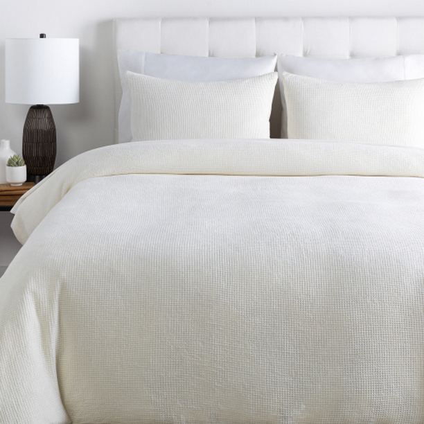 WFL1000-KSET Waffle Duvet CA King Bedding Set - White
