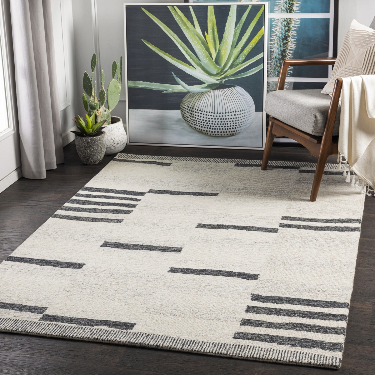 GND2330-81012 8 ft. 10 in. x 12 ft. Granada Indoor Medallion Global Rectangular Rug, Black