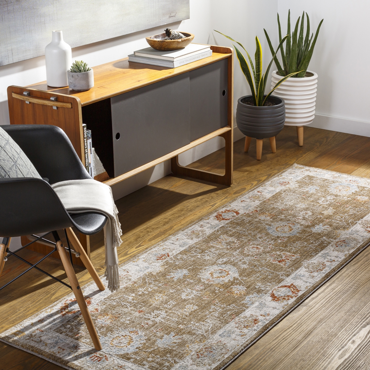 AVT2308-2773 2 ft. 7 in. x 7 ft. 3 in. Avant Garde Machine Woven Rectangular Area Rug, Gray & Beige