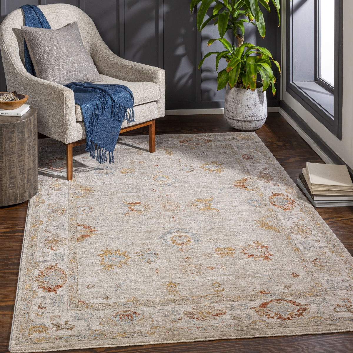 AVT2310-274 2 ft. 7 in. x 4 ft. Avant Garde Indoor Medallion Global Rectangular Rug, Beige