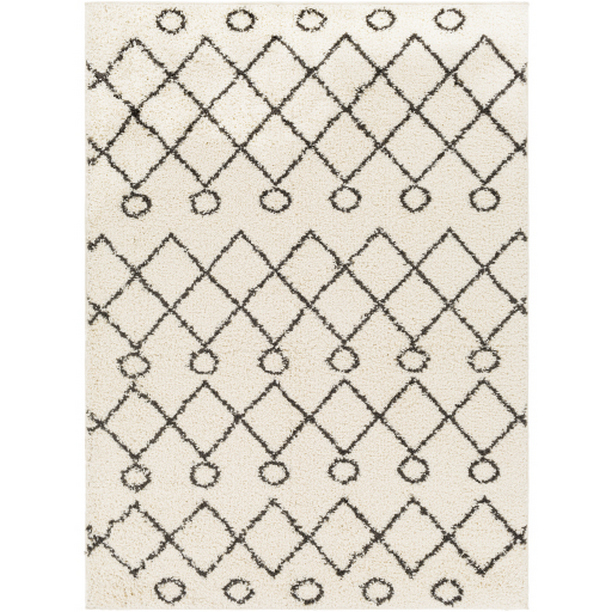 BSH2313-537 5 ft. 3 in. x 7 ft. Beni Shag Machine Woven Rectangle Rug - Charcoal & Cream