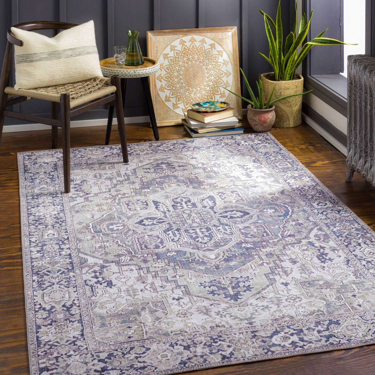 IRS2359-2339 2 ft. 3 in. x 3 ft. 9 in. Iris Rectangle Machine Woven Rug, Multi Color