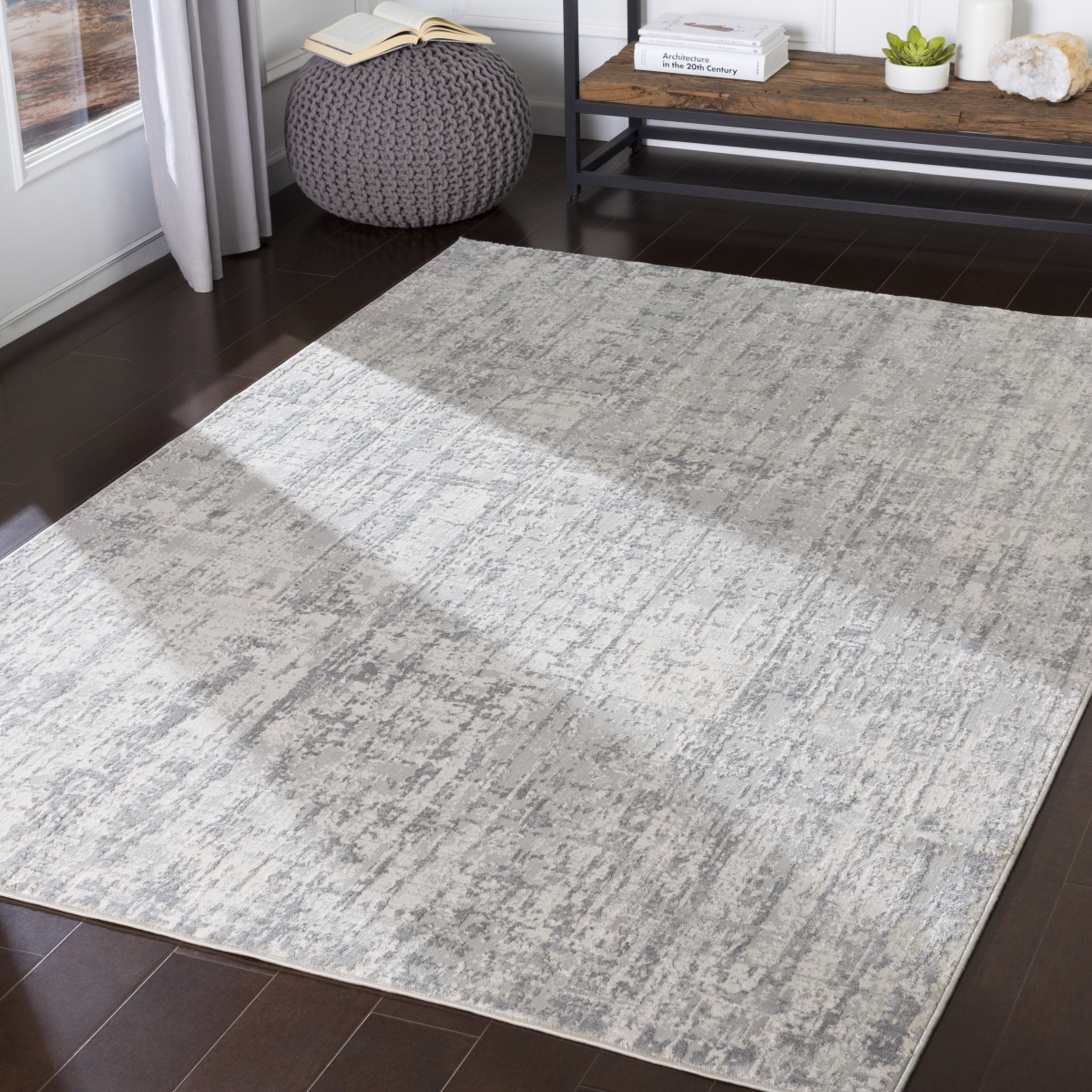 AIS2305-67RD 6 ft. x 7 in. Aisha Machine Woven Round Rug, Light Gray & Multi Color