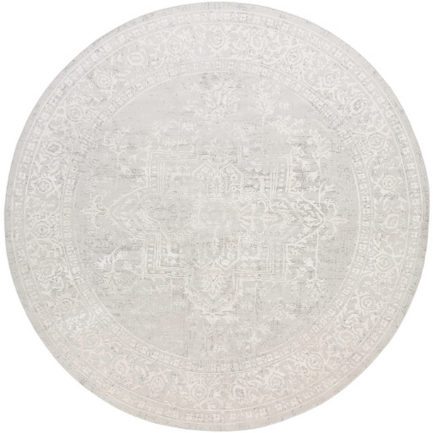 AIS2309-53RD 5 ft. 3 in. Aisha Machine Woven Round Rug - Medium Gray & White