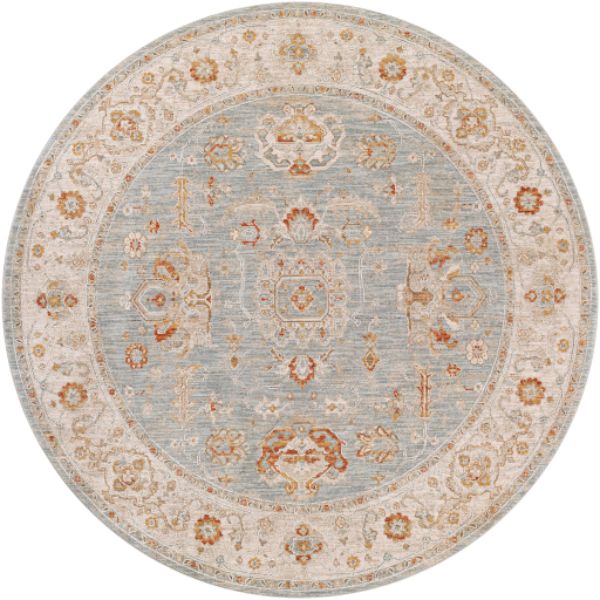 AVT2318-53RD 5 ft. 3 in. Avant Garde Machine Woven Round Rug, Light Gray & Beige
