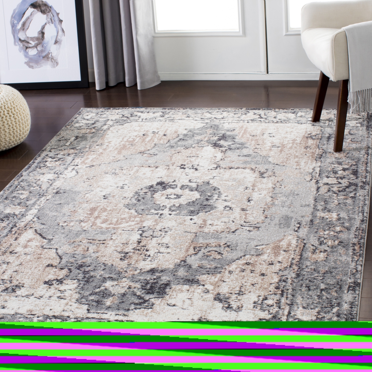 CSA2304-67RD 6 ft.7 in. Chelsea Round Area Rug, Multi Color