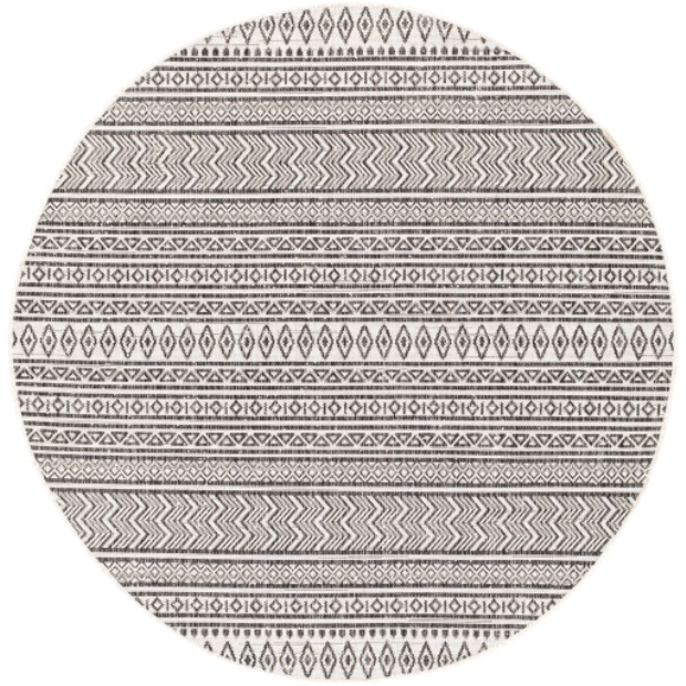 EAG2345-53RD 5 ft. 3 in. Eagean Machine Woven Round Rug - Black & White