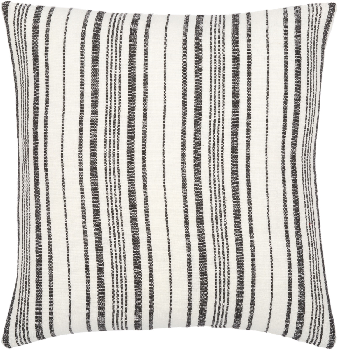 LNB002-2020 20 x 20 in. Linen Stripe Buttoned Pillow Cover, Cream & Black