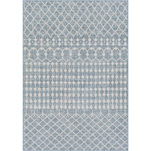VRD2307-2211 2 ft. x 2 ft. 11 in. Veranda Machine Woven Rectangle Rug - Dark Blue, Taupe & Ivory