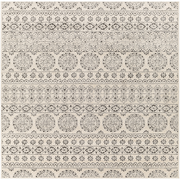 BHR2323-67SQ 6 ft. 7 in. Bahar Machine Woven Square Rug - Charcoal, Beige & Medium Gray