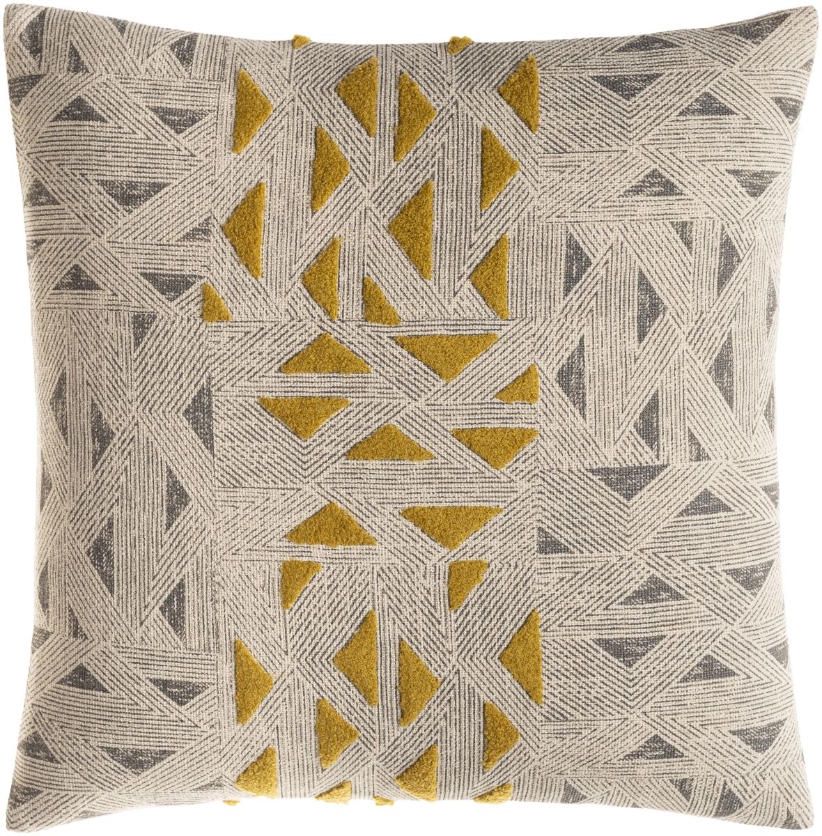 Picture of Livabliss NON001-2020P Shannon 20 x 20 in. Pillow Shell with Polyester Insert Pillow Kit&#44; Cream&#44; Charcoal & Mustard&#44; Square