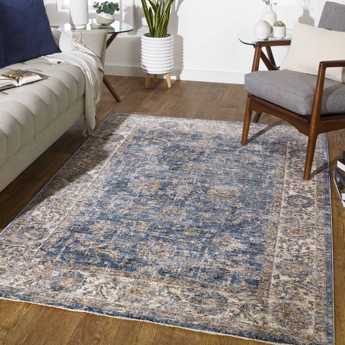 MBE2305-2710 2 ft. 7 in. x 10 ft. Mirabel Machine Woven Area Rug, Teal & Aqua