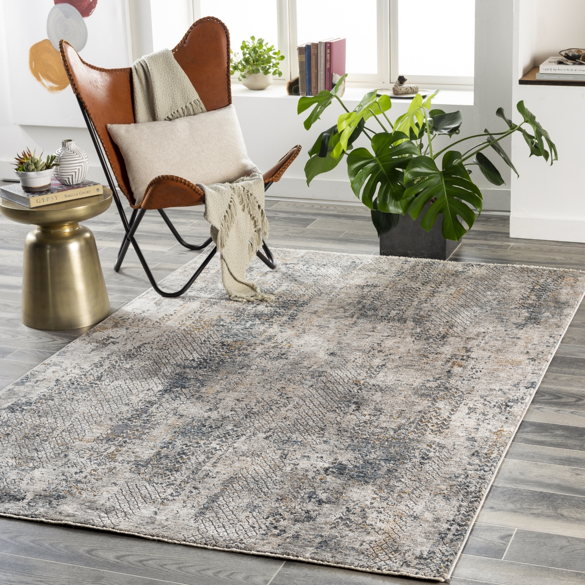 CDF2302-67RD 6 ft. 7 in. Cardiff Round Rug, Beige, Blue & Dark Blue
